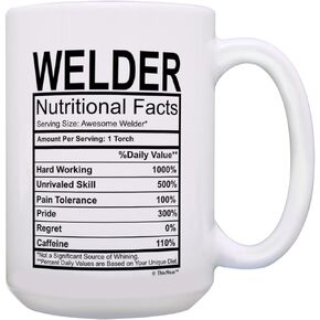 ThisWear Welder Gifts Welder Nutritional Facts Label Gag Gift 11oz Ceramic Coffee Mug