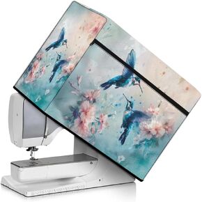 Hummingbird Cherry Blossom Portable Sewing Machine Cover Case Scratches-Proof Fabric Sewing Protector Compatible with Most Standard Household Sewing Machines for Home Decor