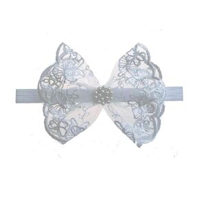 White Baby headband Girl Lace Headbands with Bows Hair Band Baptism Headbands.(133) (Type A)