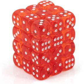 Chessex DND Dice Set D&D Dice-12mm Translucent Orange and White Polyhedral Dice Set-Dungeons and Dragons Dice Includes 36 Dice – D6