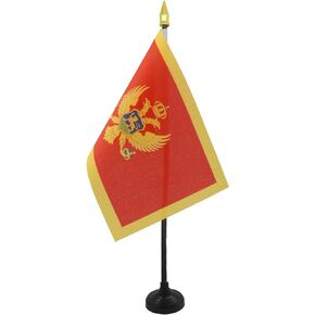 علم طاولة مونتينيغرو من AZ FLAG مقاس 10.16 سم × 15.24 سم - علم مكتب مونتينيغرو مقاس 15 × 10 سم - قمة رمح ذهبية