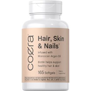 Hair, Skin and Nails Vitamins | 165 Softgels | with Biotin, Collagen & Moroccan Argan Oil | Non-GMO & Gluten Free Supplement for Men and Women