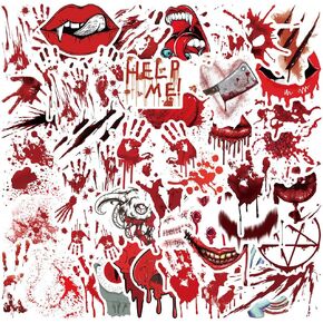 48 PCS Vintage Stickers Bloody Horror-Themed Stickers for Suitcase Skateboard Laptop Computers Water Bottles Car Teens Boys Girls Decal Waterproof Sticker.