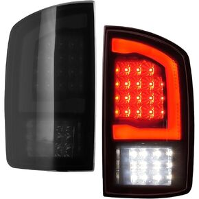 WonVon Premium LED Tail Lights Compatible with 2002-2006 Dodge Ram 1500/2003-2006 Dodge Ram 2500 3500, Rear Brake Light Replacement Driver & Passenger Side, Matte Black Housing & Smoked Lens