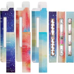 60Pcs Epoxy Pen Box and Display Card Kit Perfect Companion for Glitter Pens,Epoxy pen Making Supplies with Pen Holder,Watercolor Starry Elements Custom Gifts for Craft Handmake Pen Package(3clours）