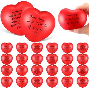 Liliful Nurse Gift Red Nurse Stress Balls Heart Shaped Ball Motivational Small Foam Balls Appreciation Gifts Inspirational Stress Relief Toy for Nurse Nursing Assistants(12 Pcs)