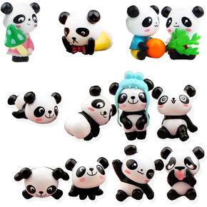 Panda Doll Mini Panda Toy Panda Cake Decoration Cute Panda Birthday Party Decorations (12pcs/1 Set)