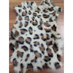 Bobcat Print Tanned Rabbit Fur Pelt Hide (10" by 12" Rabbit Pelt with Sewing Quality Leather)