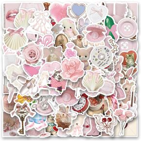 Coquette Aesthetic Stickers,120PCS Cartoon Graffiti Sticker Water Bottles Laptop Pink Decal ，for Phone Cases, Laptop - Coquette Room Decor Vintage, Coquette Accessories