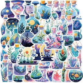 50Pcs Aesthetic Stickers for Water Bottle, Magic Potion Stickers for Laptop Skateboard Bike Phone Case Journal Luggage, Cute Waterproof Stickers Pack for Teens Girls and Women