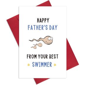 Rude Father’s Day Card Gifts from Daughter Son, Funny Father’s Day Card Gift for Dad, Happy Father’s Day from Your Best Swimmer
