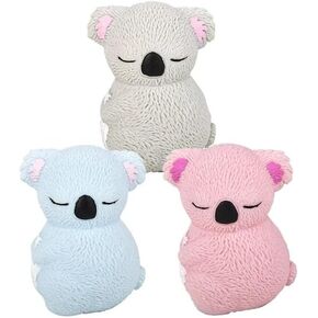 عبوة من 3 قطع من Squish Stretch Koala، رمادي، وردي، وأزرق - 3 بوصة - مكتب، مدرسة - متعة زبدانية ناعمة - هدايا حفلات أعياد الميلاد، القلق، اضطراب فرط الحركة ونقص الانتباه - هدية عيد ميلاد - هدايا الحفلات