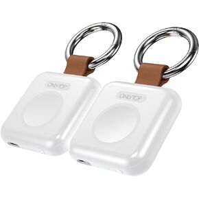 Portable Wireless Charger for Apple Watch 1200mAh, Compatible with Apple Watch Series 9/8/UItra/7/6/5/4/3/2/1SE, Compact Magnetic iWatch Charger Keychain Style Travel Essentials (2Black)