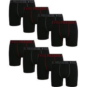 U.S. Polo Assn. Men's Underwear - 8 Pack Ultra Soft Boxer Briefs with Comfort Pouch (S-XL)