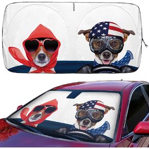 Car Sun Shade for Windshield Cute, Car Front Window Shades Funny Windshield Sun Shade Cover Foldable Cartoon Cool Sun Visor Shield for Most Sedans SUV Truck Pickup Protect Your Vehicle from UV Heat