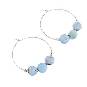 Sterling Silver Light Blue Larimar Gemstone Hoop Earrings, Gifts For Women, Mom, Brides, Bridesmaids, Weddings, Mothers Day, Birthdays, Anniversary, Prom, Homecoming, Graduate, Something Blue For Her