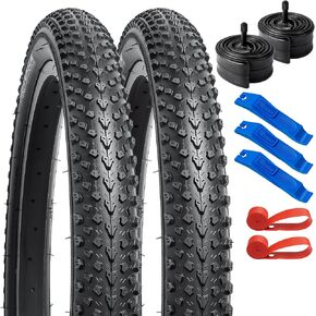 YUNSCM 20" Bike Tires 20x2.125/57-406 60TPI and 20" Bike Tubes with 2 Rim Strips Compatible with 20x1.90 20 x 1.95 20 x 2.0 20x2.10 20 x 2.125 20x2.20 20x2.25 Bike/Bicycle Tires and Tubes (Y-1136)