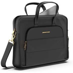 L LIMINK Laptop Briefcase Premium Laptop Case Fits Up to 17.5 Inch Laptop Expandable Water-Repellent Nylon Messenger Bag for Men/Women Computer Bag for Travel/Business/Black