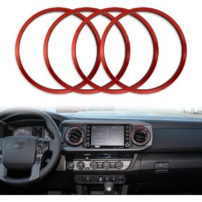 4 Pcs Compatible with 2016-2022 Tacoma A/C Outlet Vent Accessories and Applicable to 2023 Toyota Tacoma Premium Aluminum Alloy A/C Vent Ring Outer Trim Decoration, Red