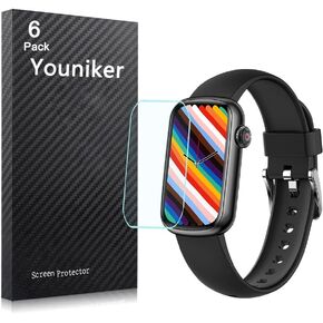 6 Pack Compatible with FITVII HM08 1.47 inch Fitness Tracker Screen Protector Film for MorePro HM08 1.47" Smartwatch Screen Protectors Foils Screen Cover Crystal Clear HD Anti-Scratch