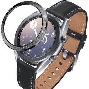 Sparkling Bezel Compatible with Galaxy Watch 3 41mm Bezel, Stainless Steel Bezel Ring Adhesive Cover Anti Scratch Protection Cover for Galaxy Watch 3 41mm Accessory - Black
