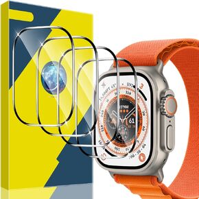YMHML [4 Pack] Screen Protector Compatible for Apple Watch Ultra 2 / Ultra 49mm Tempered Glass, Waterproof Clear Anti Scratch Bubble Free for Apple Watch Ultra 2 / Ultra 49mm