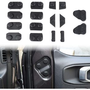 Voodonala for Jeep JL Door Screw Protector Cover Trim for 2018-2024 Jeep Wrangler JL JLU Gladiator JT Exterior Accessories, ABS Black 16pcs