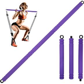 Resistance Band Bar Adjustable Length for Workout, Portable Pilates Bar for Home Gym, Exercise Training Bar for Full Body Fitness