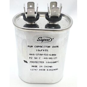 Supco CR10X440 Oval Motor Run Capacitor 10 mfd, 440 volt