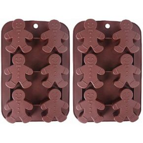2-Pack Christmas Gingerbread Man Molds - MoldFun Silicone Mold for Baking Gingerbread Cake Muffin Cookie, Making Chocolates Ice Cubes Jello Shots Soaps Lotion Bar Bath Bomb (Random Color)
