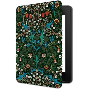 Cover for 6.8 Inch Kindle Paperwhite 2021 ONLY/Kindle Paperwhite Signature Edition 11th Gen Cute Case with Hand Strap, with Flower PU Leather for Women, Auto Wake/Sleep, Teal Blue Bloom