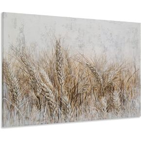 YHSKY ARTS Rustic Canvas Wall Art - Farmhouse Landscape Wheat Painting for Home Decor