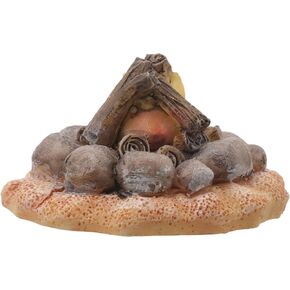 Angoily Miniature Stone Firepit Model Mini Artificial Campfire Ornament Dollhouse Fake Bonfire Decoration Pretend Play Toy for DIY Sand Table Scenery Micro Landscape