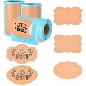 Brown Thermal Labels - 3 Roll Pack of 600 Pieces, 3x2 Inch, Vintage Style, Compatible with Thermal Label Printer, Ideal for DIY Design, Address, Consignment