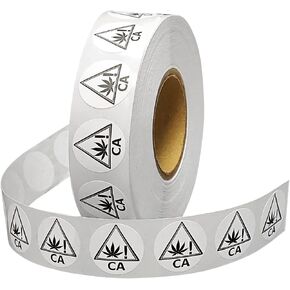 Kovot RX Medical 1500 Pieces California Warning Labels Stickers Black Universal Symbol Labels State Identification Stickers Self Adhesive Warning Stickers, 0.75 Inch (1500 Stickers)