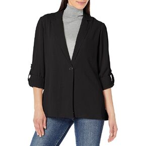 Adrianna Papell Women's Roll Sleeve One Button Blazer