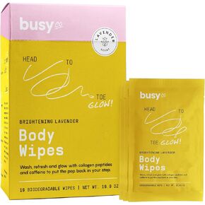 Glow Line Body Wipes for Women - Pack of 3 (10ct) Lavender Rose Body Wash Wipes, Armpit Wipes & Body Wipes w/Caffeine & Collagen Peptides - Cleansing Wipes & No Rinse Bathing Wipes for Adults