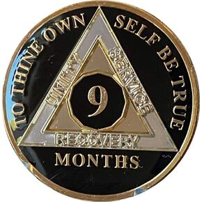 Ranger Industries 9 Month AA Medallion Glossy Classic Black Sobriety Chip