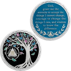 عملة رصانة لمدة 10 سنوات، ورقائق وميداليات شجرة الحياة AA، ورمز رقاقة استرداد الرصانة | هدايا الرصانة للرجال والنساء الذين يحتفلون بالتعافي من مدمني الكحول المجهولين in Kuwait