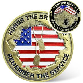 Military Coin Veteran Challenge Coins Stand for The Flag, Kneel for The Fallen Veterans Memorial Coin Gifts