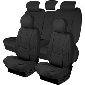 Zone Tech Full Set of 5 Car Seat Covers for Cars, Waterproof Nappa Leather Car Seat Protectors Full Set, Universal Auto Interior Fit for Most Sedans SUV Pick-up Truck Black (Gray)