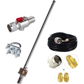 Helium Hotspot Miner Outdoor Omni Fiberglass Antenna with 32.8ft Cable Adapters and Lightning Arrester Lora Gateway 915MHz 8Dbi Helium Miner Suppoxrt Bobcat Miner 300 RAK V2 HNT Miner Antenna