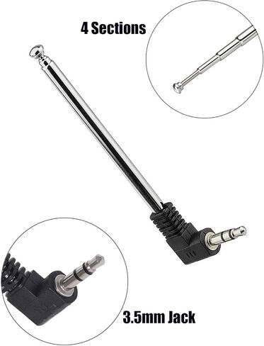 5pcs Telescopic FM Antenna 3.5mm Male FM Radio Antenna Compatible with Portable Radio Indoor Stereo Receiver AV Audio Video Home Theater Receiver Mobile Cell Phone in Saudi Arabia