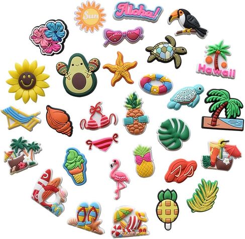 30PCS Summer Beach Shoe Charms for Shoes Decoration Accessories for Charm ornament Girls Boys Men Women Party Favor Gifts in Saudi Arabia