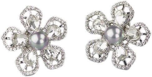 Ruihfas 2Pcs Floral Shoe Clips Pearl Crystal Shoe Buckles Decoration Accessories in Saudi Arabia
