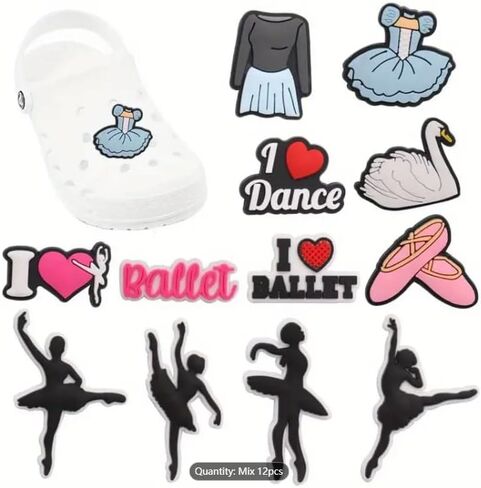 WENDYWU 12 قطعة من أحذية الباليه الراقصة البلاستيكية Kawaii الكرتونية لتزيين الصندل، إكسسوارات ذاتية الصنع in Kuwait
