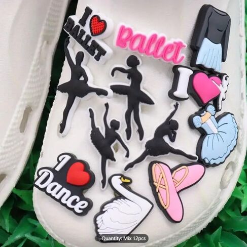 WENDYWU 12 قطعة من أحذية الباليه الراقصة البلاستيكية Kawaii الكرتونية لتزيين الصندل، إكسسوارات ذاتية الصنع in Kuwait