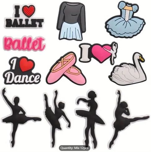 WENDYWU 12 قطعة من أحذية الباليه الراقصة البلاستيكية Kawaii الكرتونية لتزيين الصندل، إكسسوارات ذاتية الصنع in Kuwait