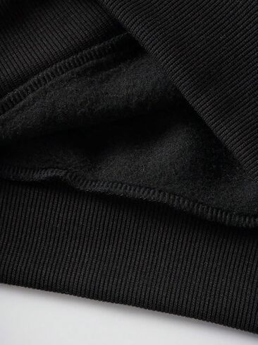 SHENHE Women's Casual Long Sleeve Drawstring Crop Hooded Sweatshirt Hoodie Tops Black L in Saudi Arabia