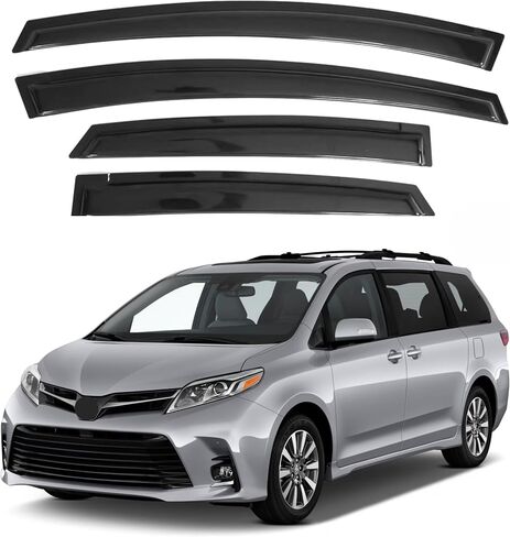 حاجب نافذة متوافق مع Toyota Sienna 2011-2020، شريط حماية من المطر متين للغاية، عاكس نافذة تهوية جانبية للشمس والرياح، 2011 2012 2013 2014 2015 2016 2017 2018 2019 2020 in Kuwait